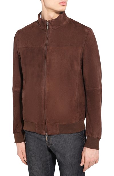 Замшевый бомбер GIMO'S коричневого цвета по цене 52950 руб., арт. 20PE.1.130.50, фото 3 Замшевый бомбер GIMO'S, арт. 20PE.1.130.50, фото 3