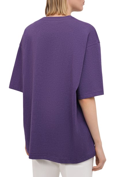 Хлопковая футболка ACNE STUDIOS фиолетового цвета по цене 11400 руб., арт. CL0082/W, фото 4 Хлопковая футболка ACNE STUDIOS, арт. CL0082/W, фото 4