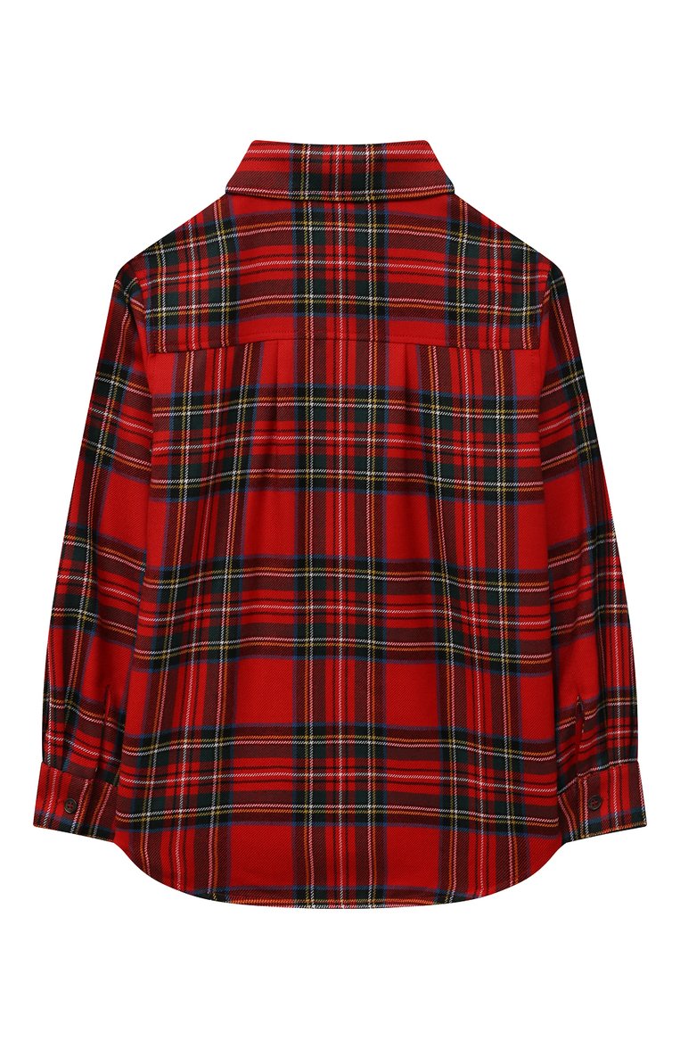 Детское шерстяная рубашка DOLCE & GABBANA красного цвета, арт. L55S90/FQ2C9/8-14 | Фото 2 (Материал внешний: Шерсть; Рукава: Длинные; Случай: Повседневный)