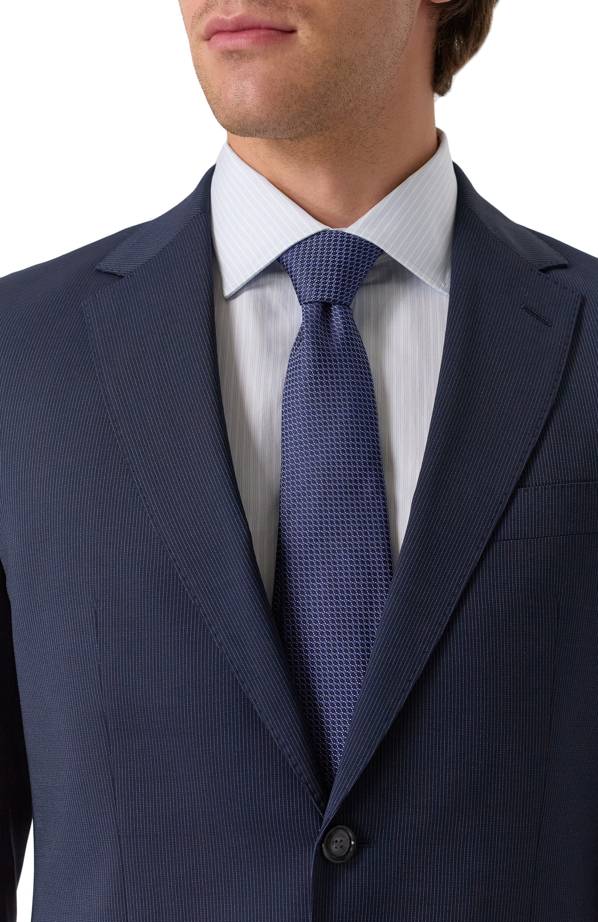 Шелковый галстук CANALI темно-синего цвета по цене 33900 руб., арт. 82/HJ04333, фото 2 Шелковый галстук CANALI, арт. 82/HJ04333, фото 2