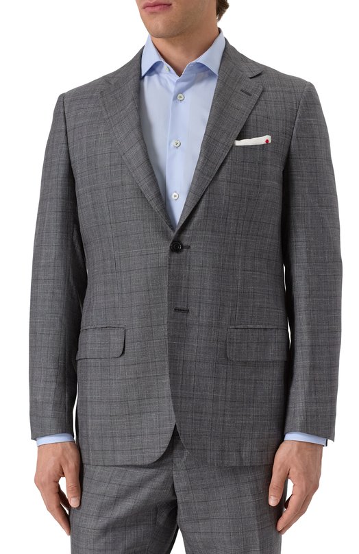 Костюм из смеси кашемира и шелка Kiton UA81K06S05 Серый  UA81K06S05 Фото 4