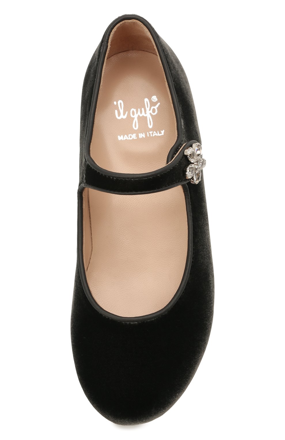 Бархатные балетки IL GUFO темно-серого цвета по цене 23300 руб., арт. G285/VELLUT0 ACC0PP/31-34, фото 4 Бархатные балетки IL GUFO, арт. G285/VELLUT0 ACC0PP/31-34, фото 4