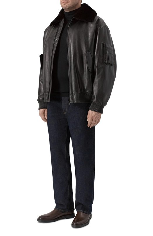 Кожаный бомбер с подкладкой из норки MVST M25.1PM.0004/BIG SIZE/PL0NGE Чёрный  M25.1PM.0004/BIG SIZE/PL0NGE Фото 2