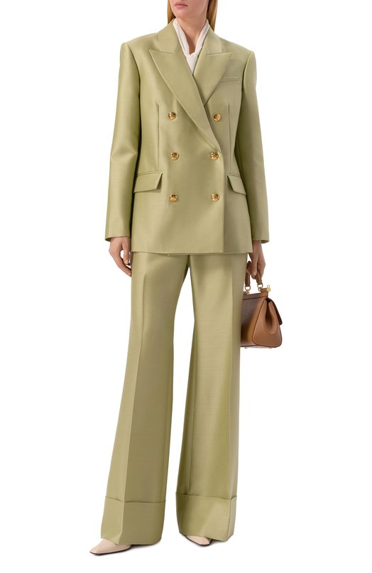 Брюки из шерсти и шелка Zimmermann 7006PC261 Зелёный  7006PC261 Фото 2