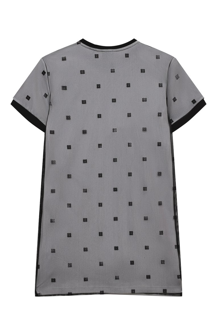 Детское платье GIVENCHY черно-белого цвета, арт. H30048/6A-12A | Фото 2 (Материал внешний: Синтетический материал; Рукава: Короткие; Девочки Кросс-КТ: Платье-одежда; Случай: Повседневный; Автоматизация состава: Проставлено; Автоматизация ТО: Проставлено; Ростовка одежда: 5 лет | 110 см, 9 лет | 134 см, 12 лет | 152 см, 7 лет | 122 см)