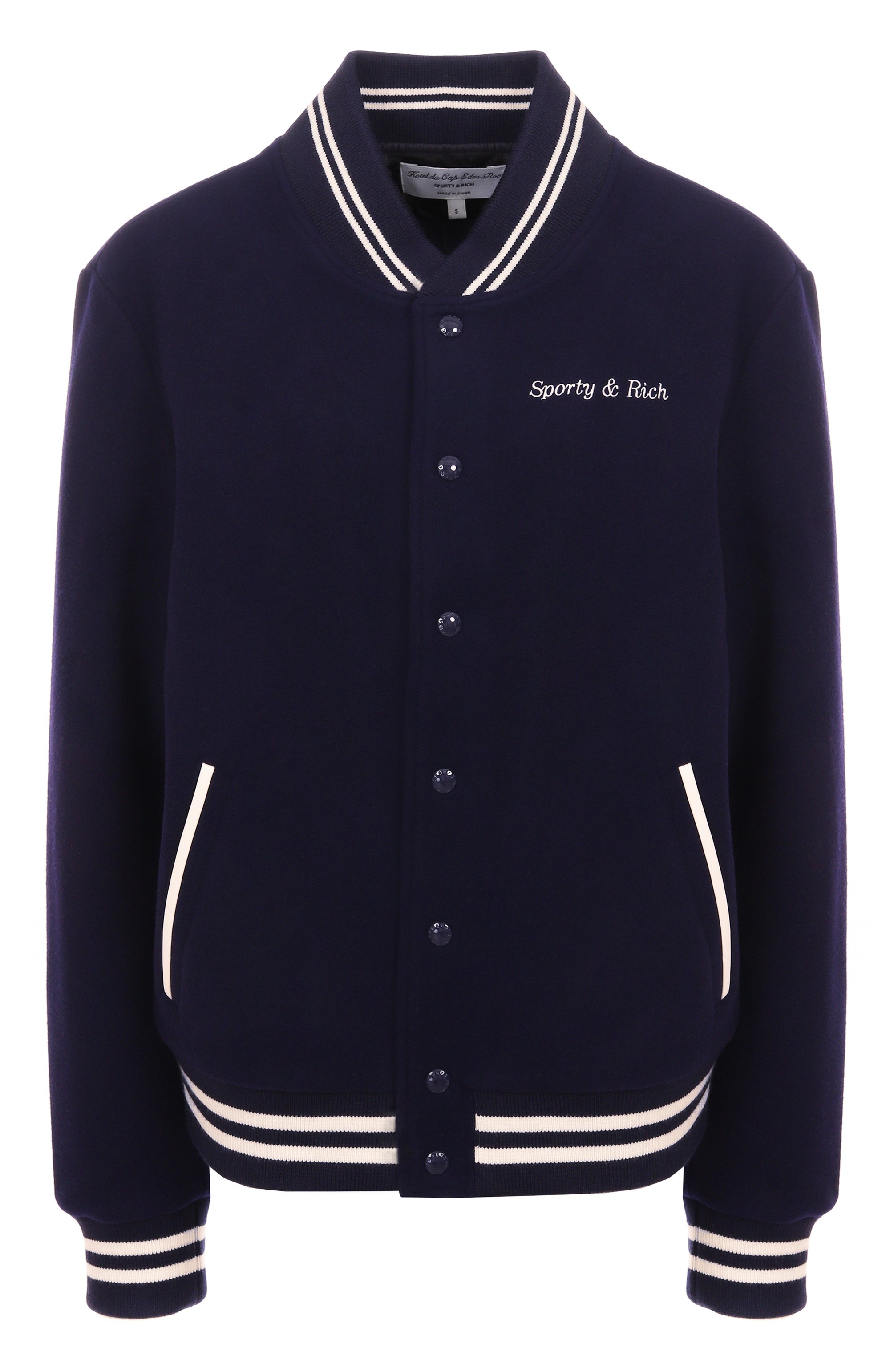 Шерстяной бомбер sporty & rich x hotel du cap-eden-roc SPORTY AND RICH, арт. 0W03160666BL106, фото 1