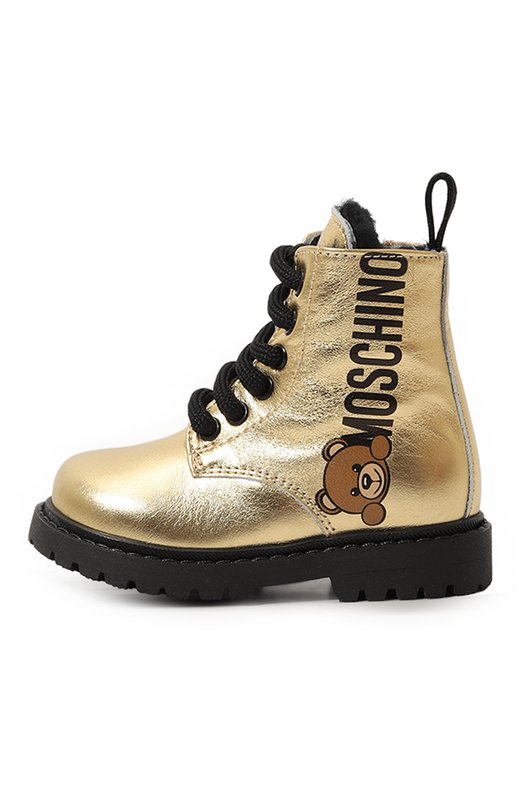 Кожаные ботинки Moschino Золотой, фото 2