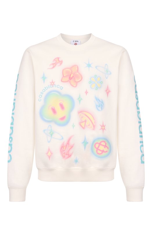 Хлопковый свитшот Casablanca M-SP26-JTP-293-01 Кремовый M-SP26-JTP-293-01