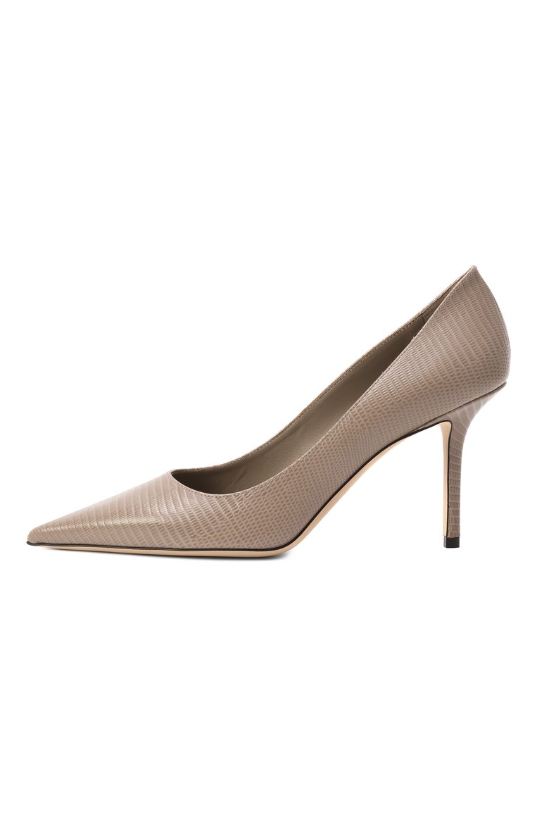 Женские кожаные туфли love 85 JIMMY CHOO темно-бежевого цвета, арт. L0VE 85/PWJ | Фото 4 (Материал внешний: Натуральная кожа; Каблук высота: Высокий; Материал внутренний: Натуральная кожа; Подошва: Плоская; Каблук тип: Шпилька)