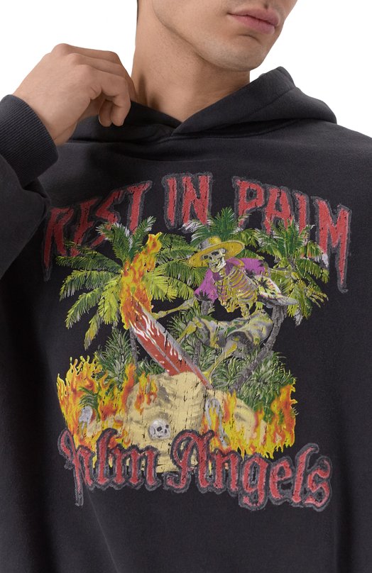 Хлопковое худи Palm Angels PMBB17IF25FLE001 Чёрный  PMBB17IF25FLE001 Фото 5