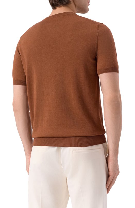 Джемпер из шелка и хлопка Corneliani 25M550-2525165 Коричневый  25M550-2525165 Фото 4
