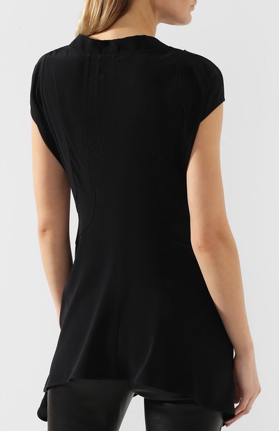 Шелковый топ RICK OWENS черного цвета по цене 64200 руб., арт. RP19S6560/SCR, фото 4 Шелковый топ RICK OWENS, арт. RP19S6560/SCR, фото 4