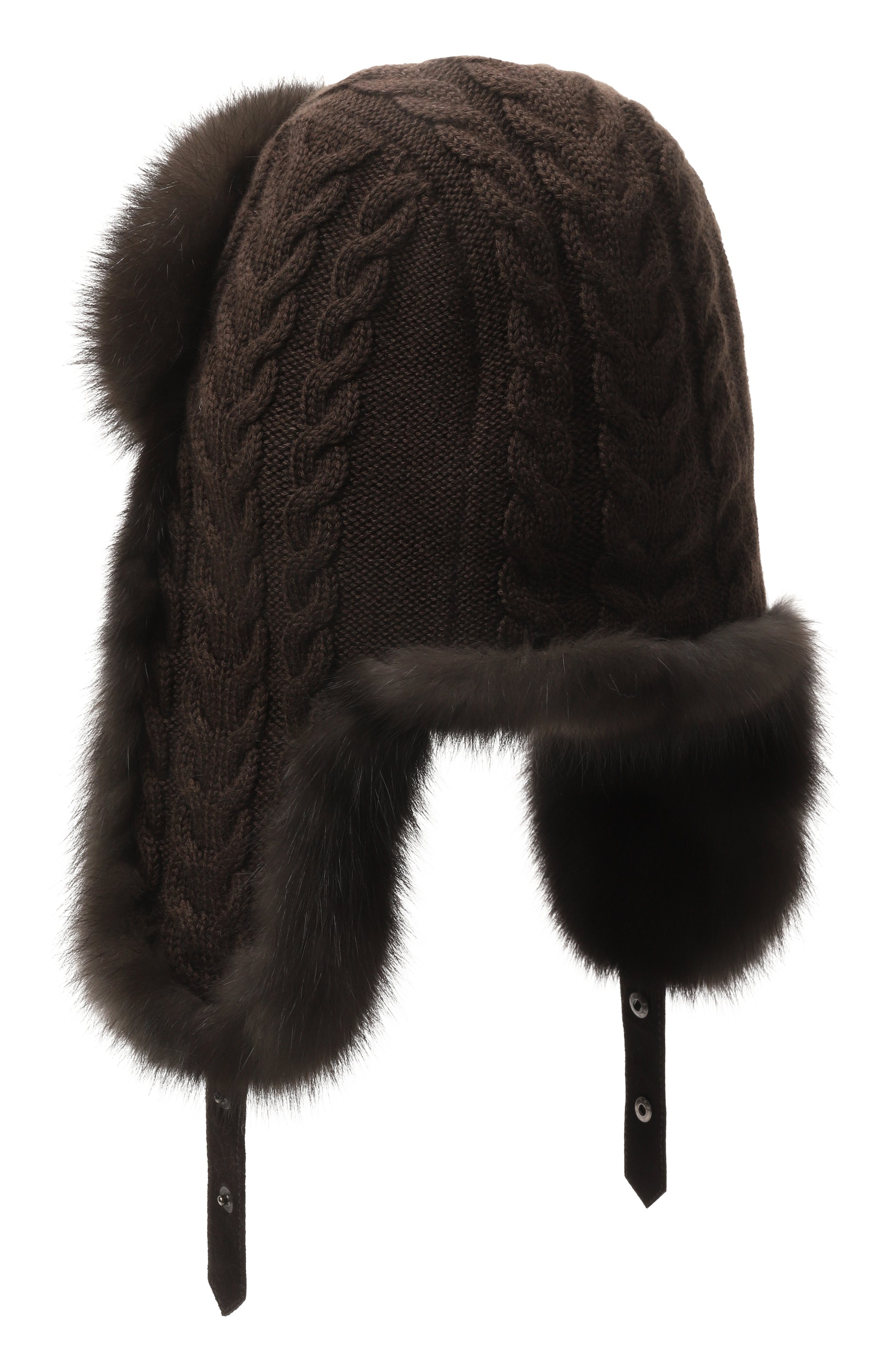 Кашемировая шапка-ушанка с мехом соболя BLACK SABLE, арт. BS-FHK-EB, фото 2