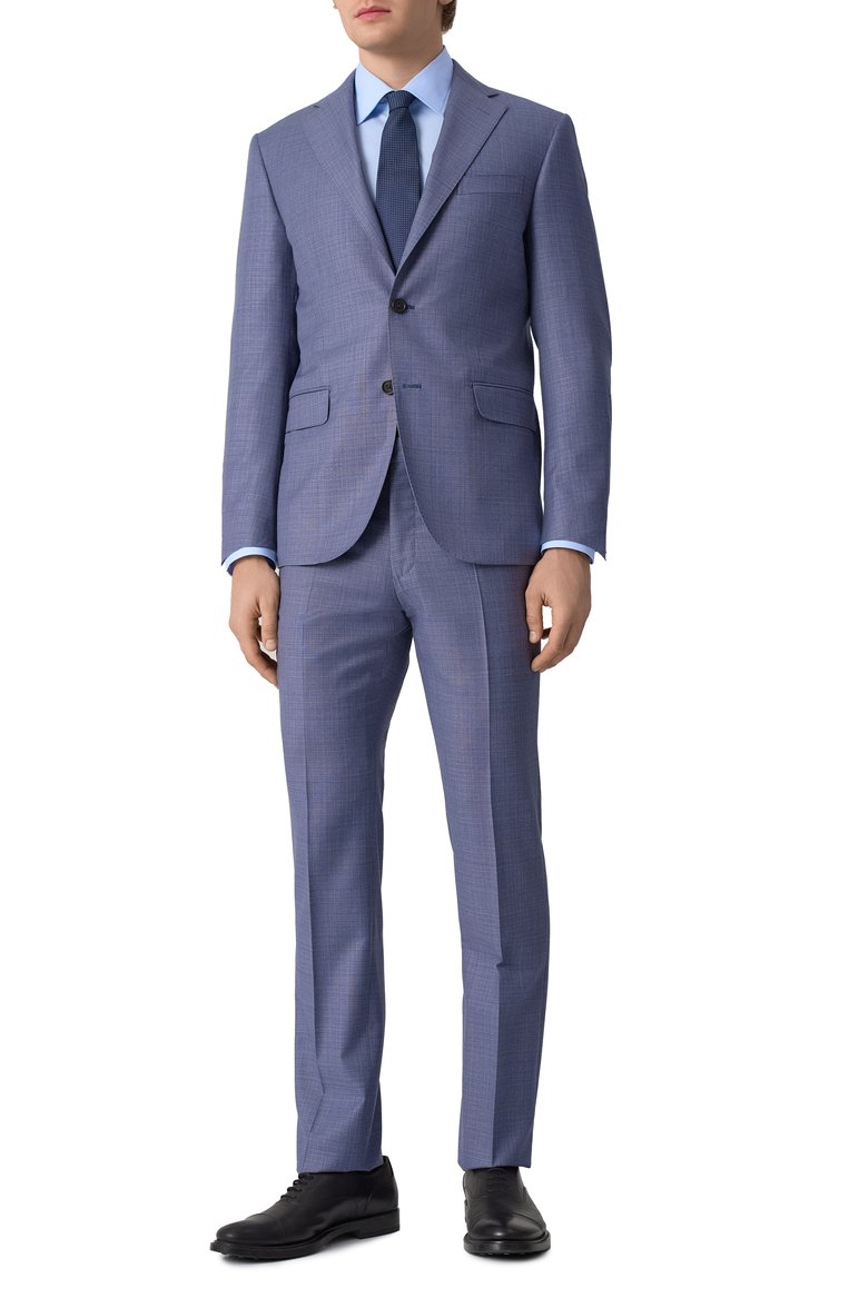 Мужской шерстяной костюм CORNELIANI синего цвета, арт. 256008-2518284_SET | Фото 2 (Рукава: Длинные; Материал подклада: Купро; Материал внешний: Шерсть; Костюмы М: Однобортный; Стили: Классический)
