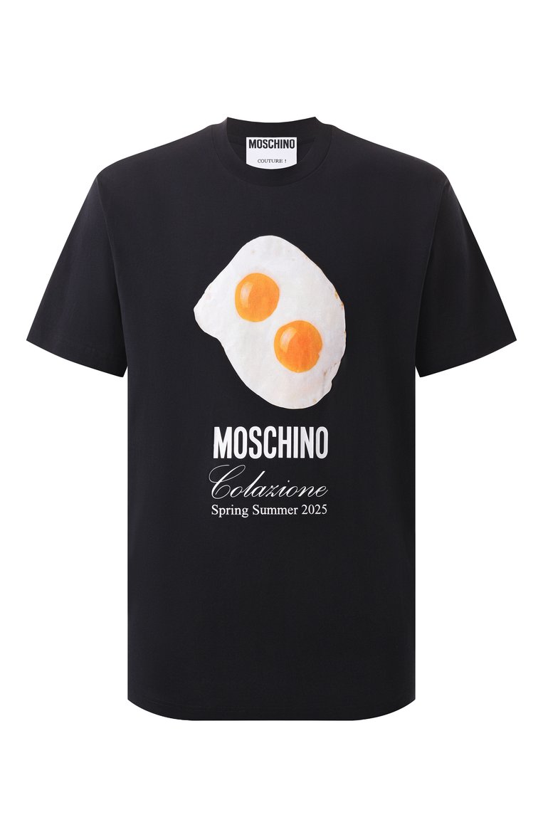 Мужская хлопковая футболка MOSCHINO черного цвета, арт. A0715/0241 | Фото 1 (Длина (для топов): Стандартные; Рукава: Короткие; Материал внешний: Хлопок; Принт: С принтом; Стили: Кэжуэл; Кросс-КТ: Джерси; Мужское Кросс-КТ: Футболка-одежда)