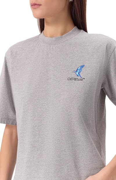 Хлопковая футболка OFF-WHITE серого цвета по цене 49950 руб., арт. 0WAA124S25JER0030510, фото 5 Хлопковая футболка OFF-WHITE, арт. 0WAA124S25JER0030510, фото 5