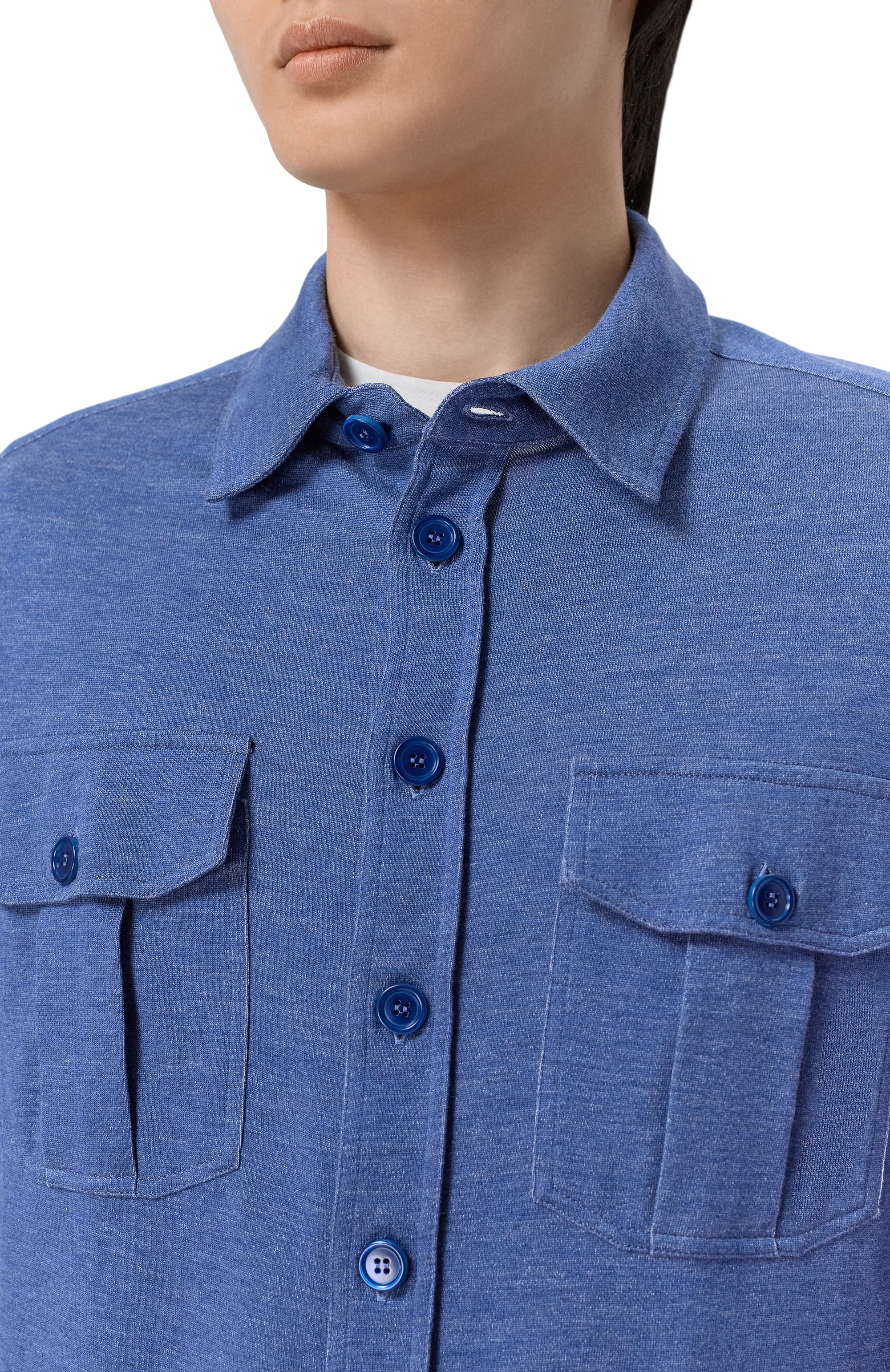 Рубашка из хлопка и шелка BRIONI синего цвета по цене 261500 руб., арт. UJRE0L/PD602, фото 5 Рубашка из хлопка и шелка BRIONI, арт. UJRE0L/PD602, фото 5