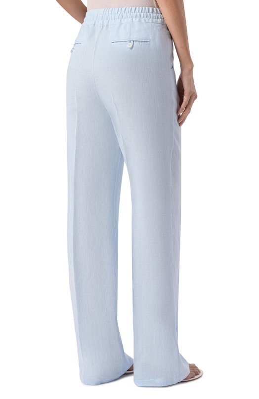 Льняные брюки Kiton D48122H09690 Голубой  D48122H09690 Фото 4