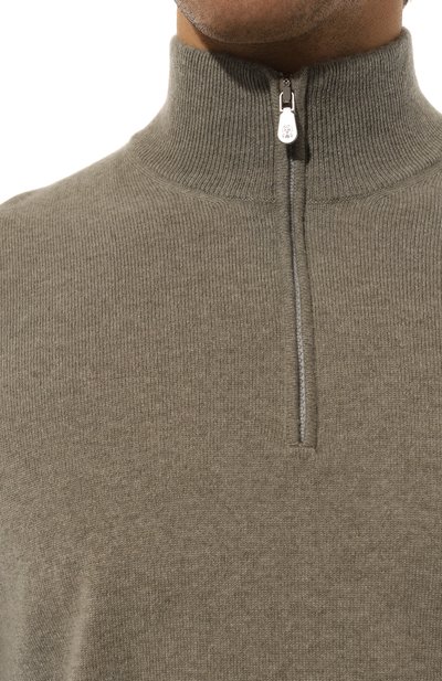 Кашемировый джемпер BRUNELLO CUCINELLI хаки цвета по цене 175000 руб., арт. M2200124, фото 5 Кашемировый джемпер BRUNELLO CUCINELLI, арт. M2200124, фото 5