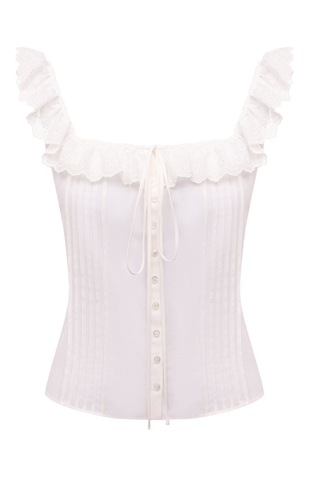 Хлопковый топ SAINT LAURENT белого цвета по цене 131000 руб., арт. 646474/Y001R, фото 1 Хлопковый топ SAINT LAURENT, арт. 646474/Y001R, фото 1