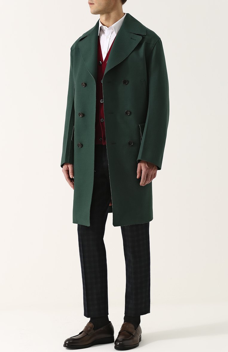 Двубортное шерстяное пальто с необработанным краем GUCCI, арт. 468225/ZIW13, фото 1