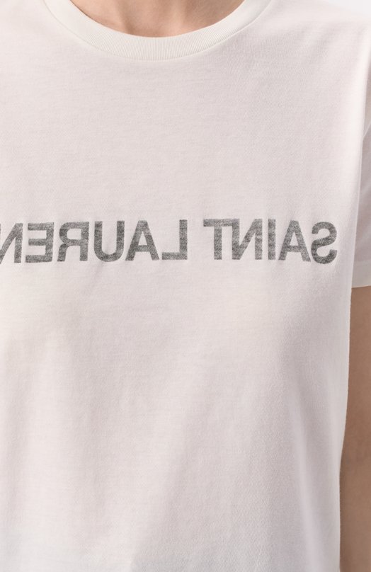 Хлопковая футболка Saint Laurent 665234/Y37AW Белый  665234/Y37AW Фото 5