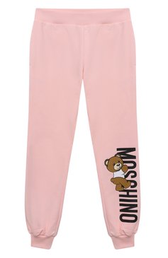 Мужского хлопковые джоггеры MOSCHINO светло-розового цвета, арт. HUP07P/LDA27/10-14 | Фото 1 (Региональные ограничения белый список (Axapta Mercury): Не проставлено; Нос: Не проставлено; Материал внешний: Хлопок; Девочки Кросс-КТ: Джоггеры-одежда; Ростовка одежда: 10 - 11 лет | 140 - 146см, 12 лет | 152 см)