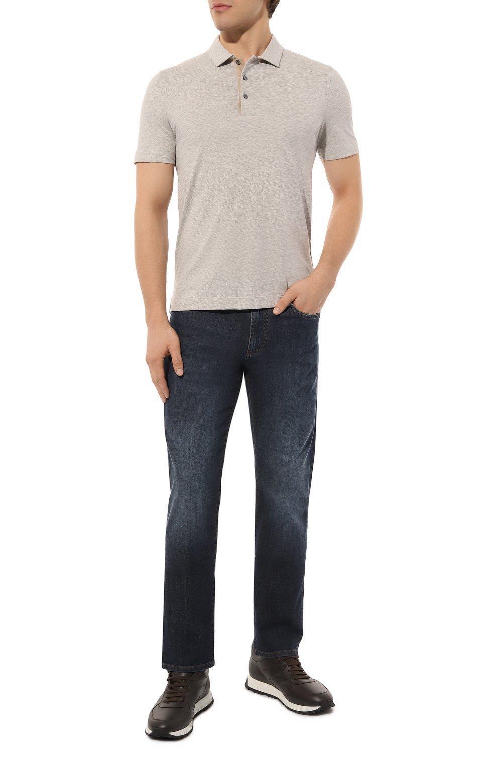 Хлопковое поло CANALI светло-серого цвета по цене 32350 руб., арт. T0238/MJ01495, фото 2 Хлопковое поло CANALI, арт. T0238/MJ01495, фото 2