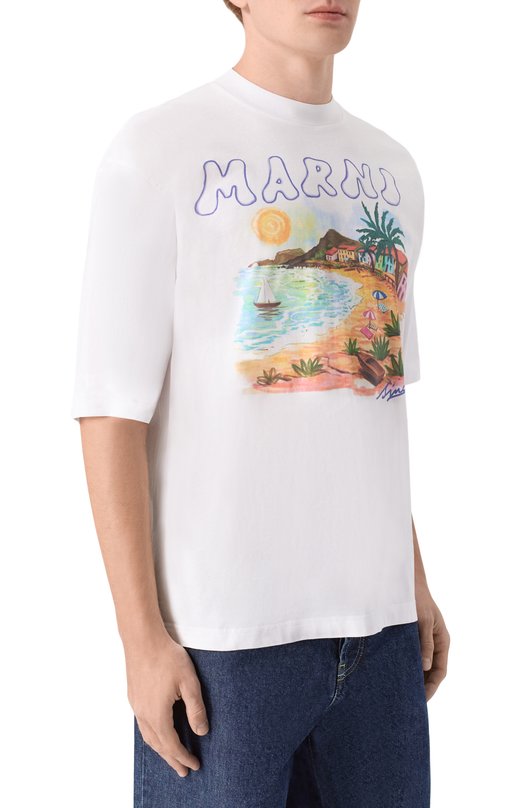 Хлопковая футболка Marni HUMU02234P/USCZ06 Белый  HUMU02234P/USCZ06 Фото 3