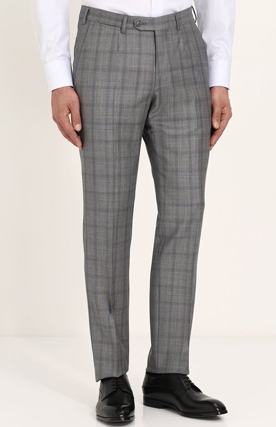 Шерстяной костюм в клетку с пиджаком на двух пуговицах ZEGNA, арт. 322107/221225, фото 4