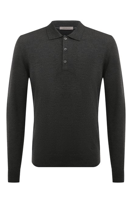 Мужское шерстяное поло CORNELIANI темно-серого цвета, арт. 94M507-9425100 | Фото 1 (Рукава: Длинные; Материал внешний: Шерсть; Длина (для топов): Стандартные; Драгоценные камни: Проставлено; Материал сплава: Проставлено)