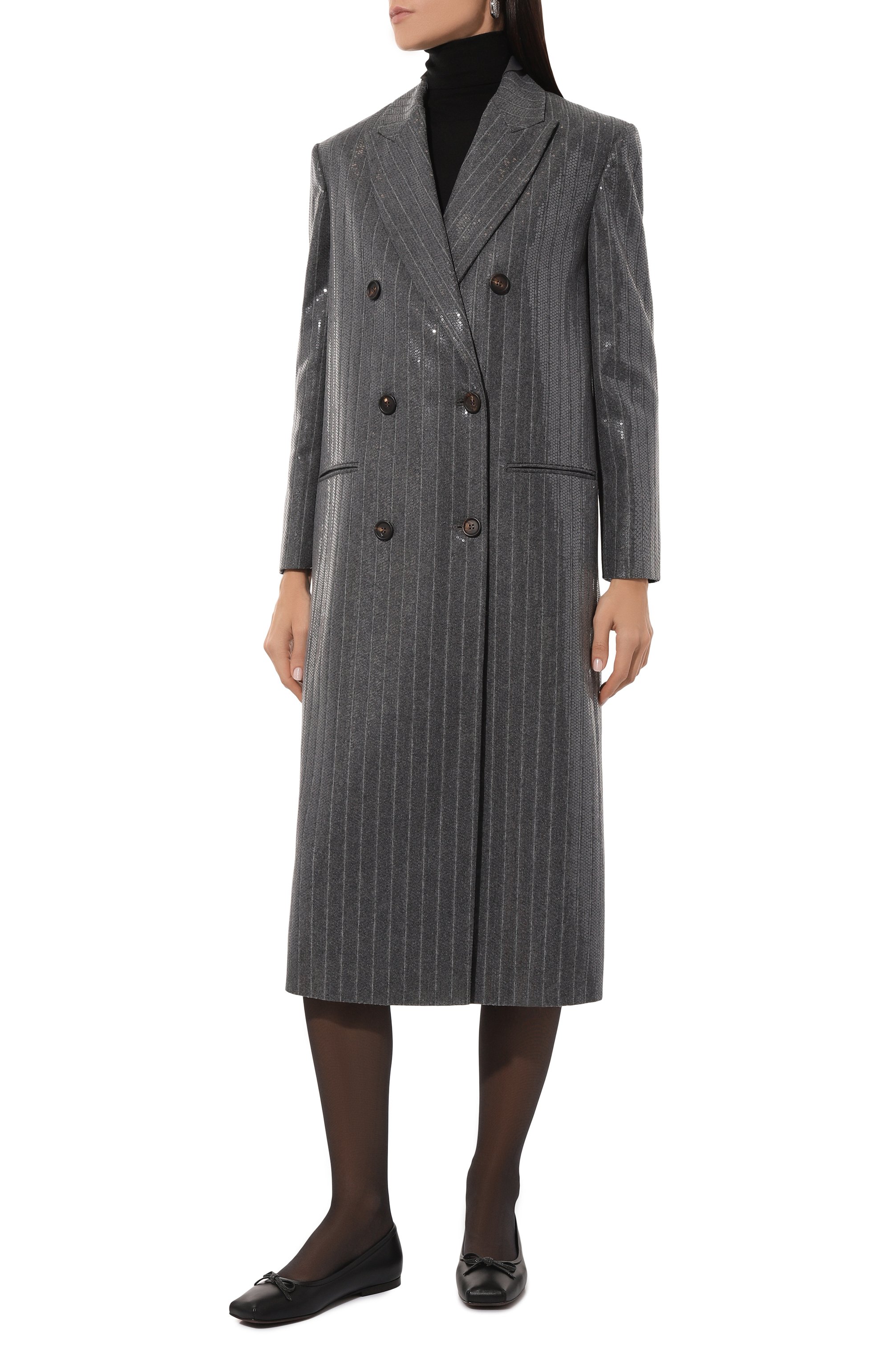 Шерстяное пальто с отделкой пайетками BRUNELLO CUCINELLI, арт. ME2089827, фото 3