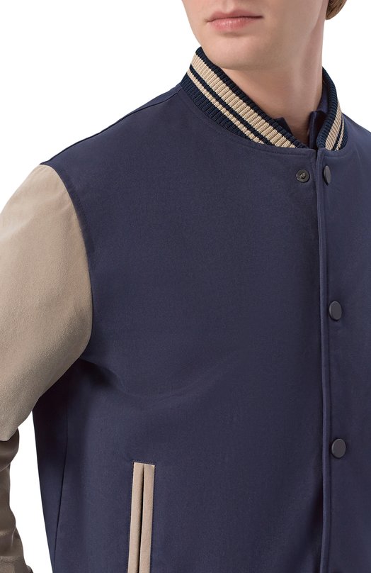 Хлопковый бомбер Kiton UGK151K0732H Синий  UGK151K0732H Фото 5