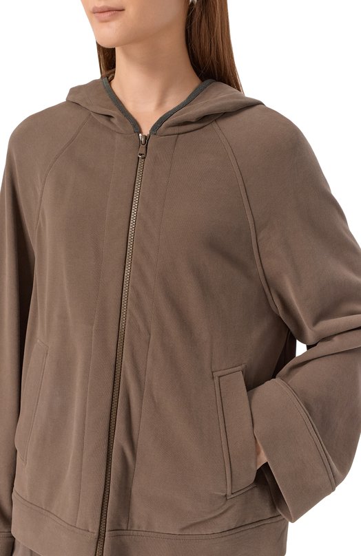Хлопковая толстовка Brunello Cucinelli MN05NS0406 Коричневый  MN05NS0406 Фото 5