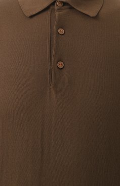 Мужское хлопковое поло KITON коричневого цвета, арт. UMKXX33256S | Фото 6 (Рукава: Короткие; Длина (для топов): Стандартные; Материал внешний: Хлопок; Стили: Кэжуэл; Принт: Без принта; Кросс-КТ: Трикотаж; Застежка: Пуговицы)