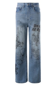 Женские джинсы DOMREBEL синего цвета, арт. STUFFY B00TCUT JEANS | Фото 1 (Длина (брюки, джинсы): Укороченные; Драгоценные камни: Проставлено; Материал сплава: Проставлено; Детали: Принт, Делаве; Материал внешний: Деним, Хлопок; Силуэт Ж (брюки и джинсы): Прямые; Кросс-КТ: Деним; Стили: Гранж)