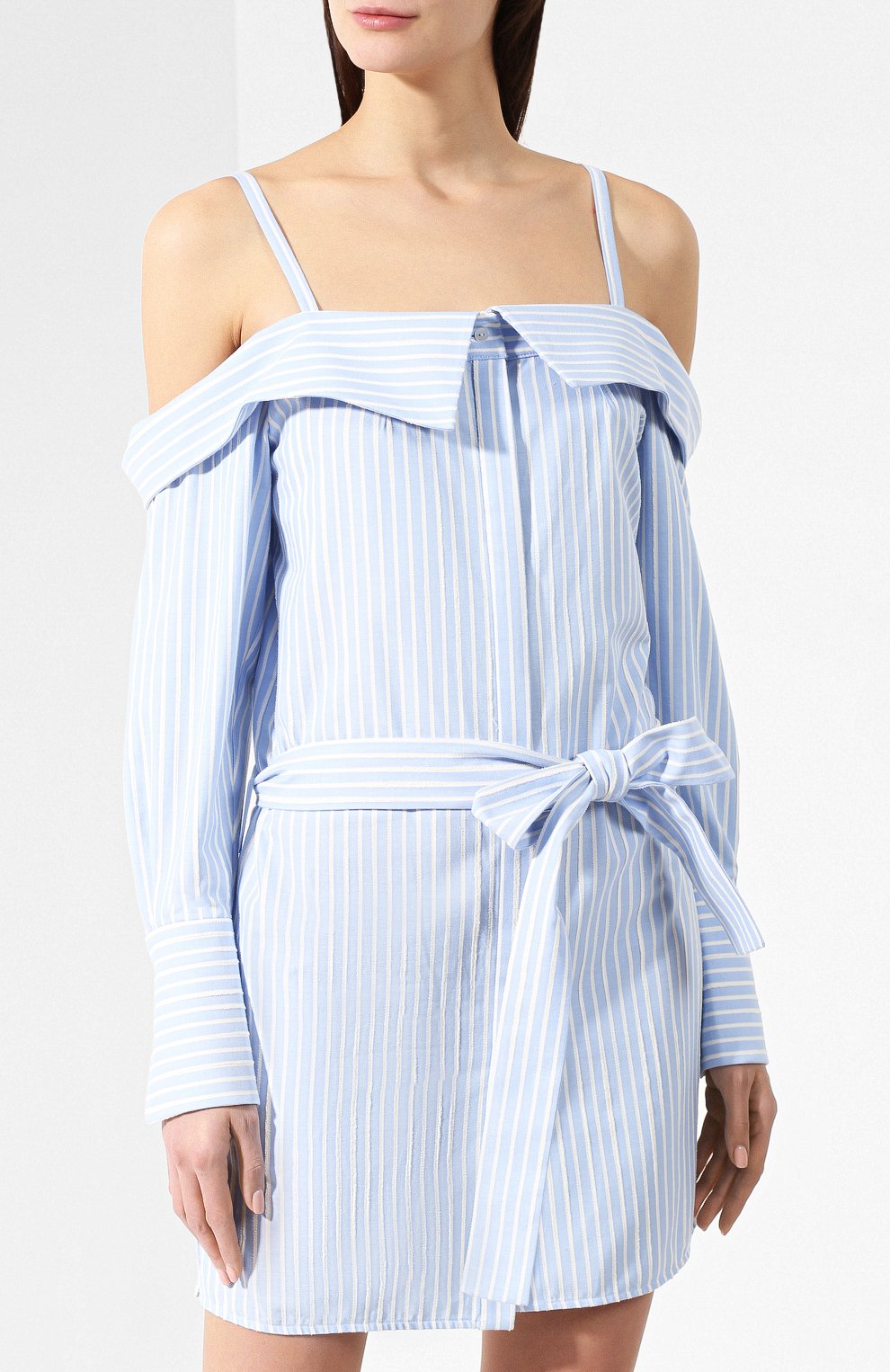 Хлопковое платье VICTORIA, VICTORIA BECKHAM, арт. DRVV 647 SS19 CHAMBRAY STRIPE, фото 3