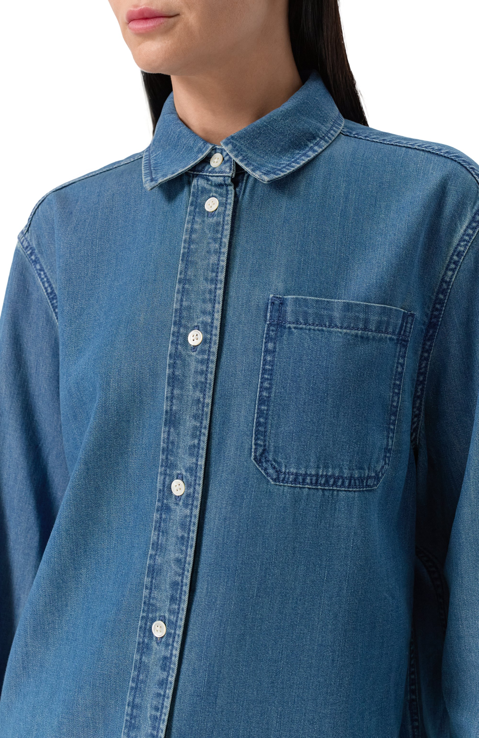 Джинсовая рубашка 12 STOREEZ синего цвета по цене 14000 руб., арт. 127258, фото 5 Джинсовая рубашка 12 STOREEZ, арт. 127258, фото 5