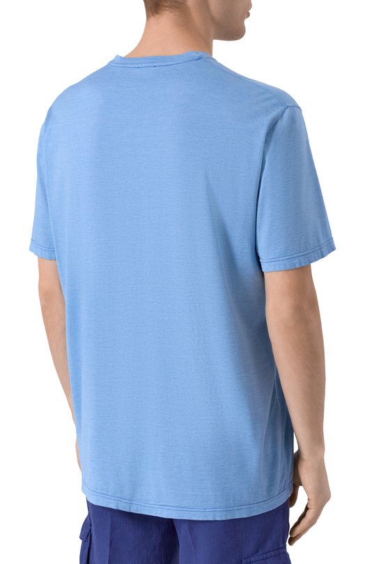 Футболка из шелка и хлопка Kiton UMK063202 Голубой  UMK063202 Фото 4