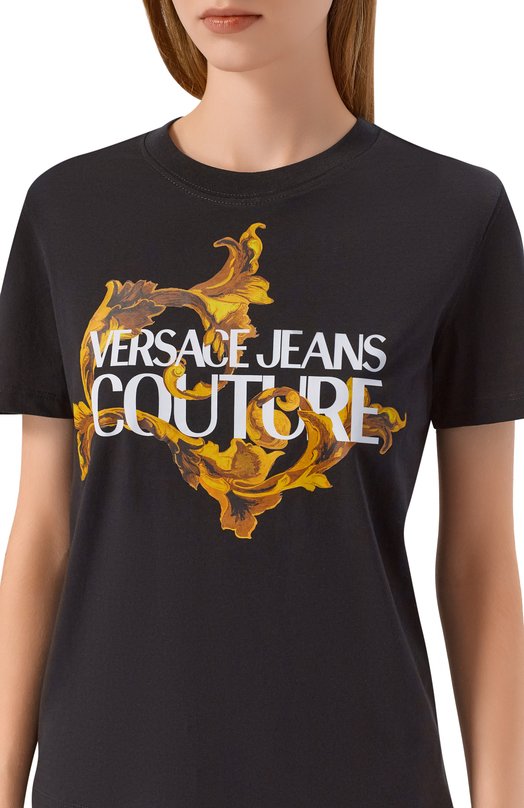 Хлопковая футболка Versace Jeans Couture 79HAHE06/CJ00E Чёрный  79HAHE06/CJ00E Фото 5