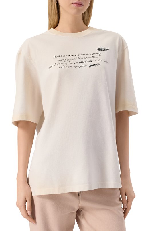 Хлопковая футболка Golden Goose Deluxe Brand GUP01873.P001874 Кремовый  GUP01873.P001874 Фото 3