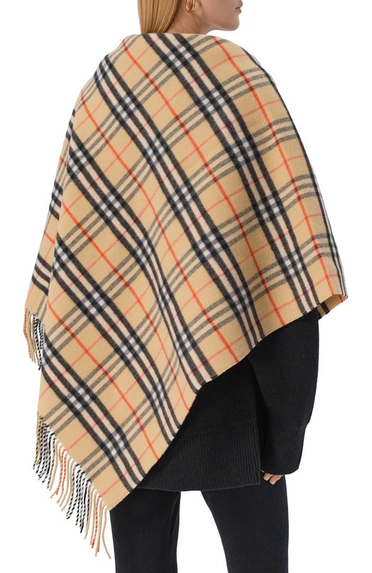 Накидка из шерсти и кашемира Burberry 8113128 Бежевый  8113128 Фото 4