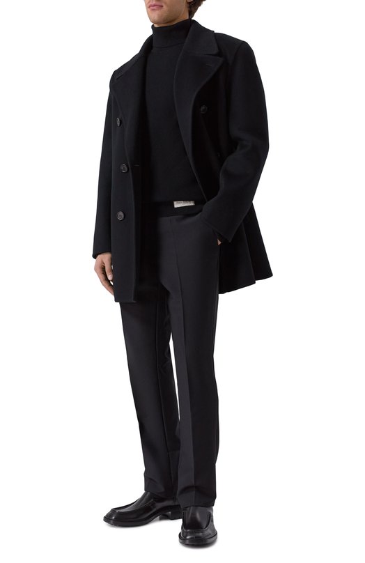 Шерстяное пальто Saint Laurent 837180/Y060R Чёрный  837180/Y060R Фото 2