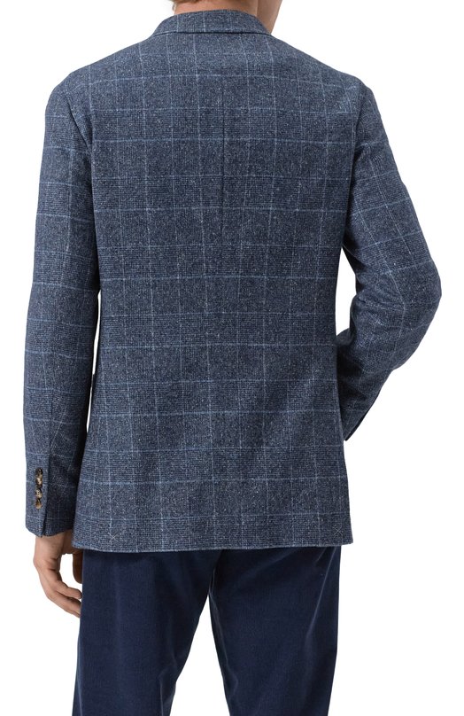 Пиджак из шелка и шерсти Brunello Cucinelli MY4667BND Синий  MY4667BND Фото 6