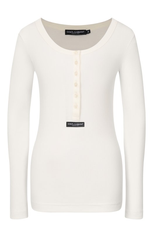 Хлопковый лонгслив-хенли Dolce & Gabbana F8W44T/FU7AV Кремовый F8W44T/FU7AV