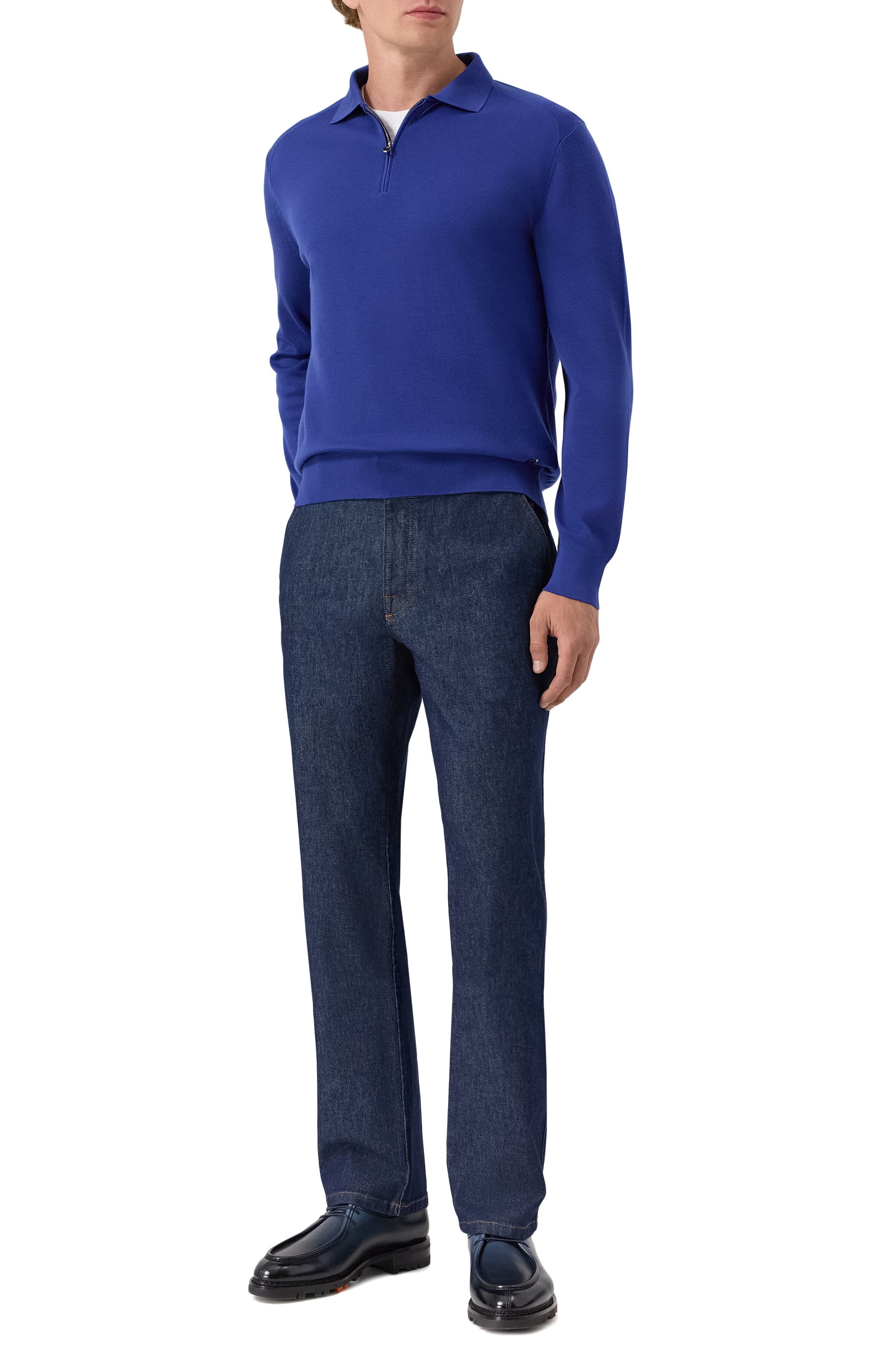 Кашемировое поло STEFANO RICCI синего цвета по цене 334500 руб., арт. W505022P30/W25301, фото 2 Кашемировое поло STEFANO RICCI, арт. W505022P30/W25301, фото 2