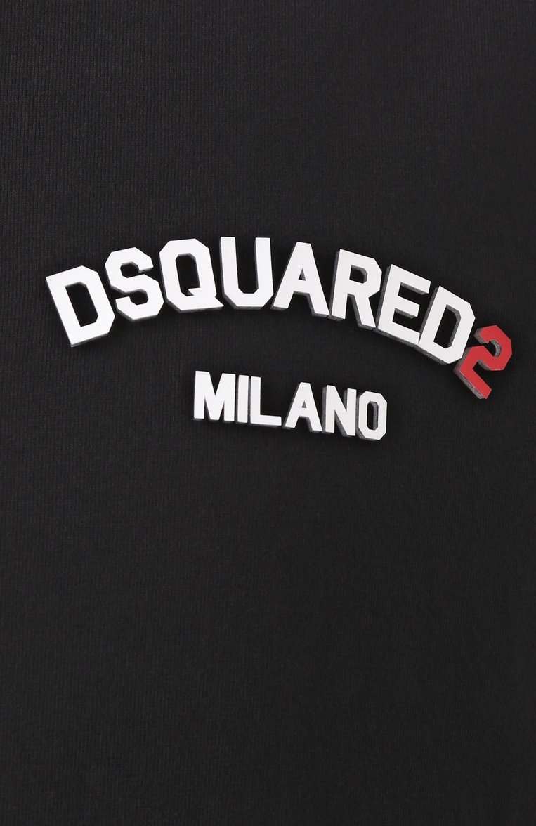 Мужская хлопковая футболка DSQUARED2 черного цвета, арт. S74GD1400/D20020 | Фото 6 (Материал внешний: Хлопок; Рукава: Короткие; Длина (для топов): Стандартные; Принт: Без принта; Стили: Кэжуэл; Мужское Кросс-КТ: Футболка-одежда; Кросс-КТ: Джерси; Автоматизация состава: Проставлено; Автоматизация ТО: Проставлено; Детали: Декор)