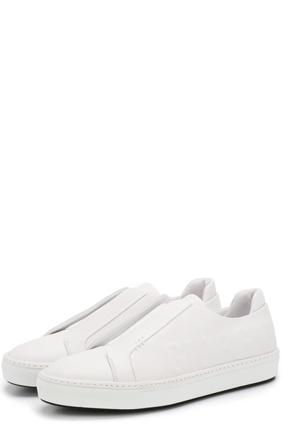 Кожаные кеды без шнуровки с эластичной вставкой GIORGIO ARMANI, арт. X2X075/XF240, фото 1