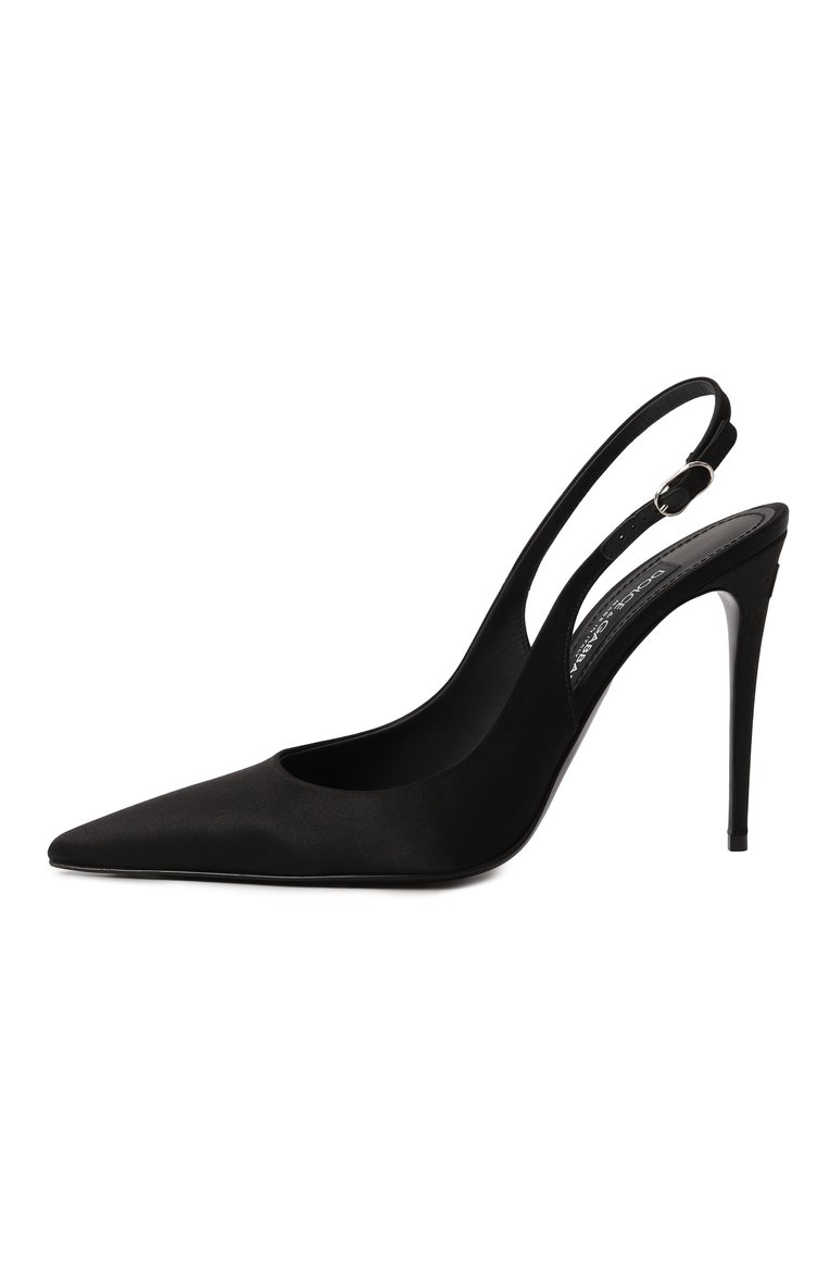 Женские текстильные туфли lollo DOLCE & GABBANA черного цвета, арт. CG0779/AV957 | Фото 4 (Материал внешний: Текстиль; Каблук тип: Шпилька; Каблук высота: Высокий; Подошва: Плоская; Материал внутренний: Натуральная кожа; Женское Кросс-КТ: Слингбэки)