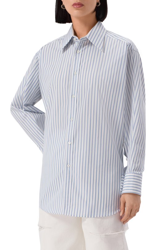 Хлопковая рубашка Maison Margiela S50DT0049/M35311 Голубой  S50DT0049/M35311 Фото 3